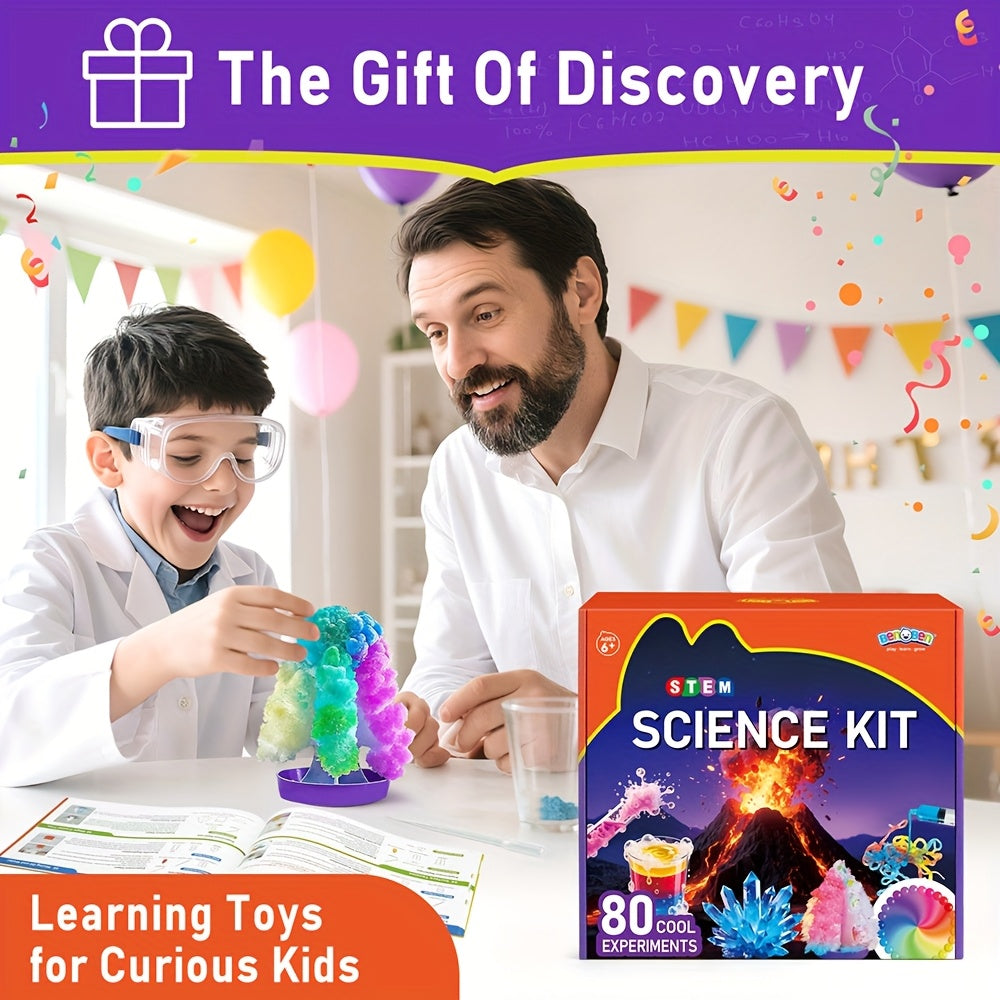 Science Kit for Kids 60/80/105 Lab Experiments – STEM Chemistry Set Growing Crystals & Reactions Educational Toy Gift for Boys & Girls Ages 6-12