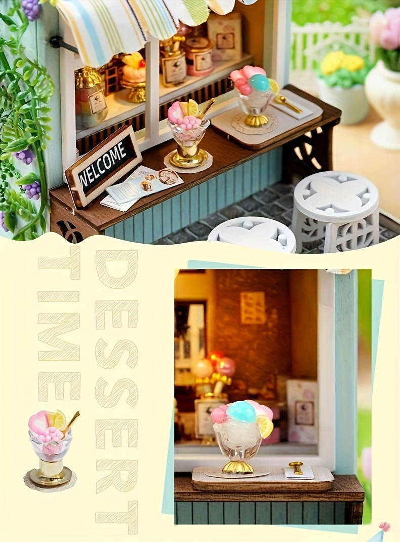 DIY Wooden Dollhouse Kit with Dust Cover – Handmade Miniature Puzzle Tiny House with Furniture for Teens Adults Christmas Birthday Gift