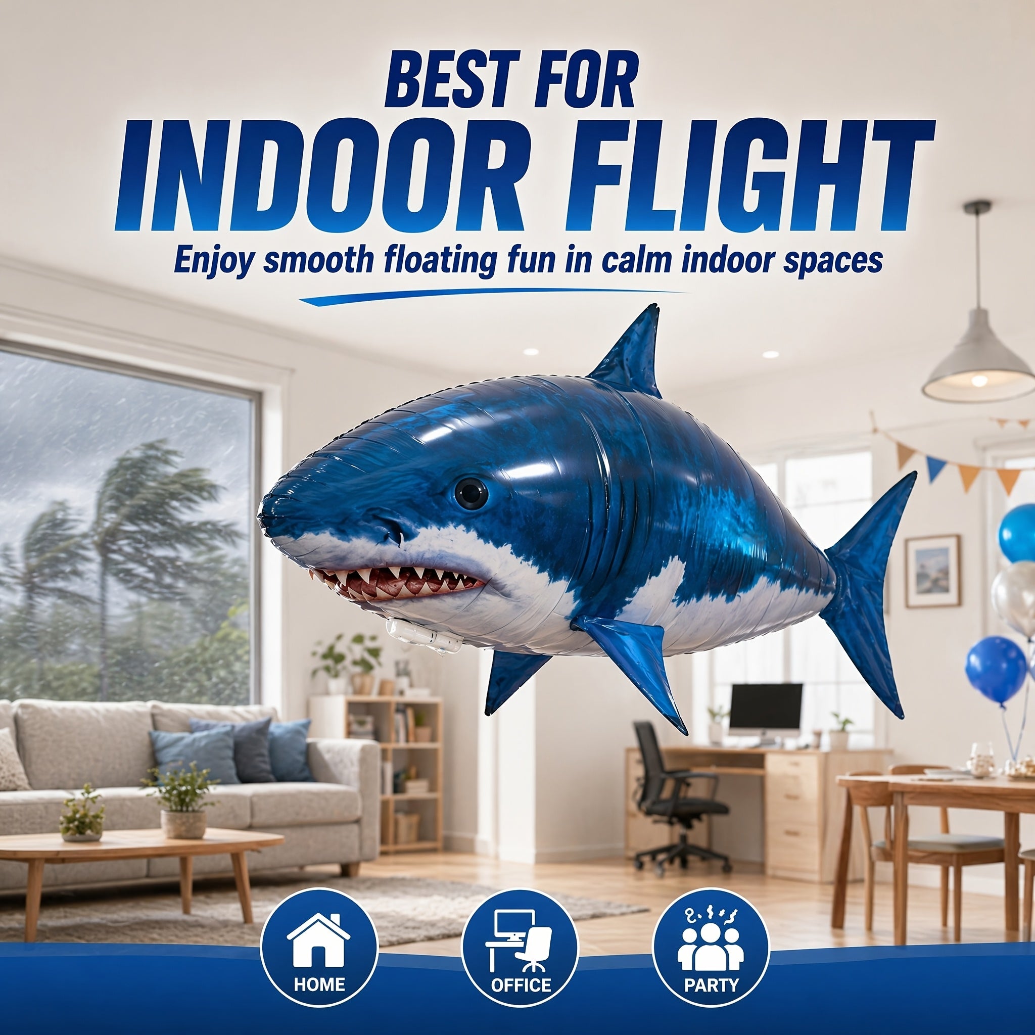 RC Inflatable Flying Shark Balloon Toy – Remote Control Air Swimmer, Indoor Flying Fish, Fun Birthday Party Gift for Kids & Adults