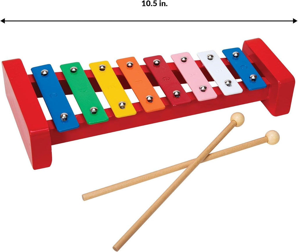 Wooden Xylophone for Kids - 8 Colorful Metal Keys with Musical Notes, 2 Mallets Included, Toddler Musical Instrument Toy Ages 3+, Birthday Gift for Boys & Girls