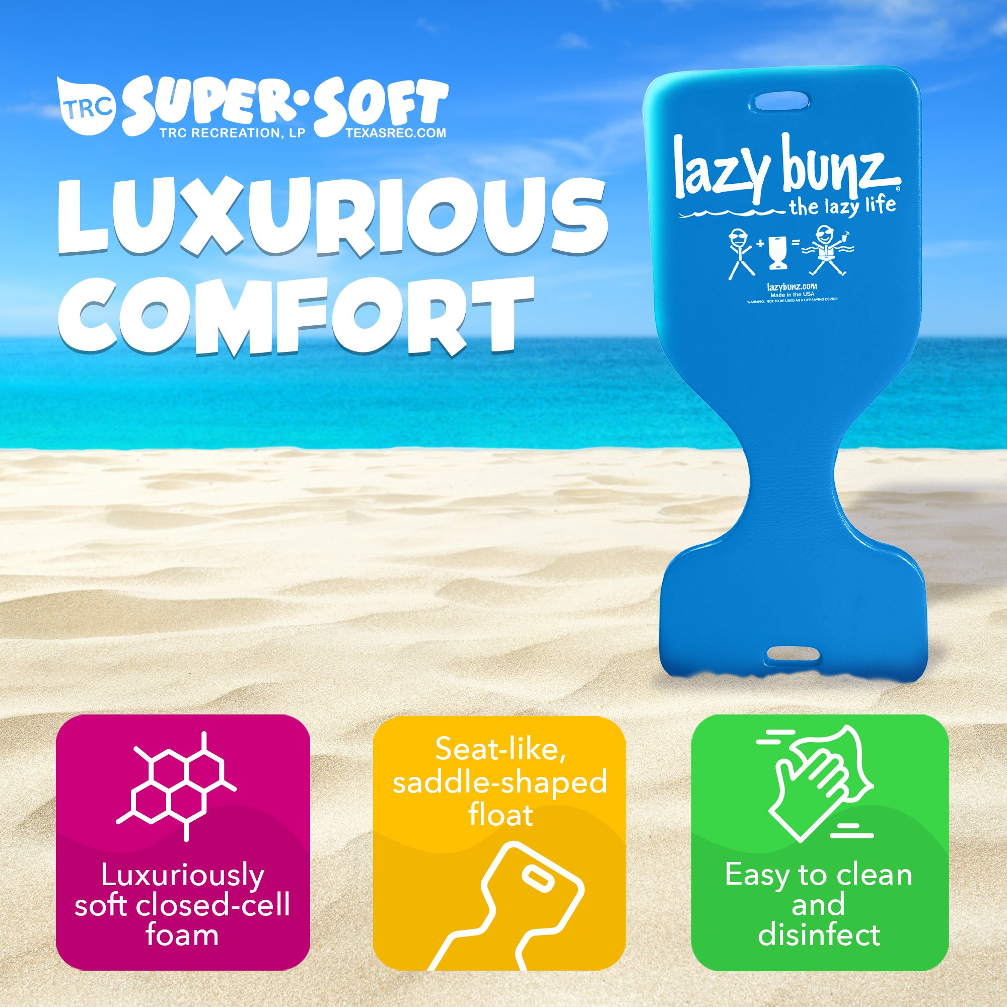Foam Water Saddle Pool Float Lounger for Adults and Kids – No Inflation Needed, Vinyl-Coated Closed-Cell Foam, 36x18 Inch Pool Chair for Swimming Pool, Lake, River and Beach