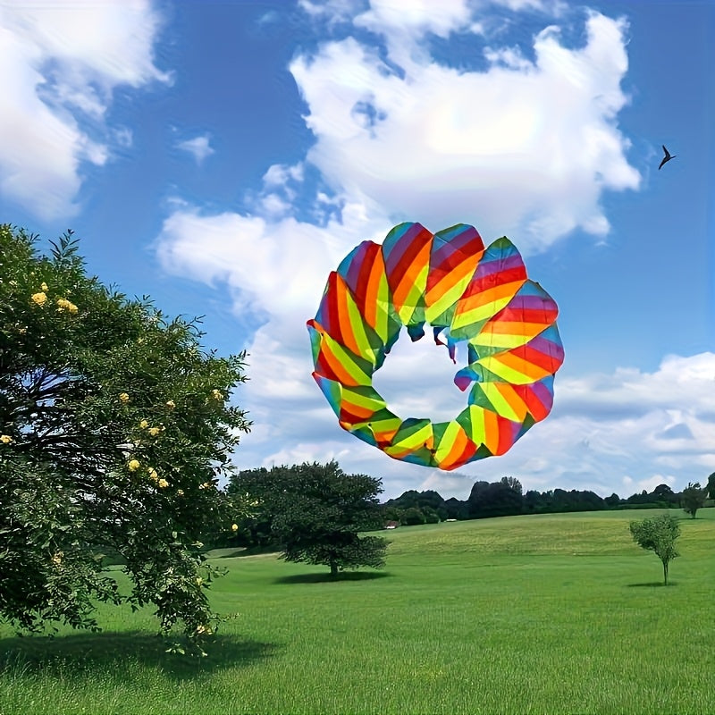 Iridescent Spinning Kite with 3D Rotating Flower Basket & Lotus Tail – Outdoor Beach Park Flying Toy for Kids Adults Family Fun Gift