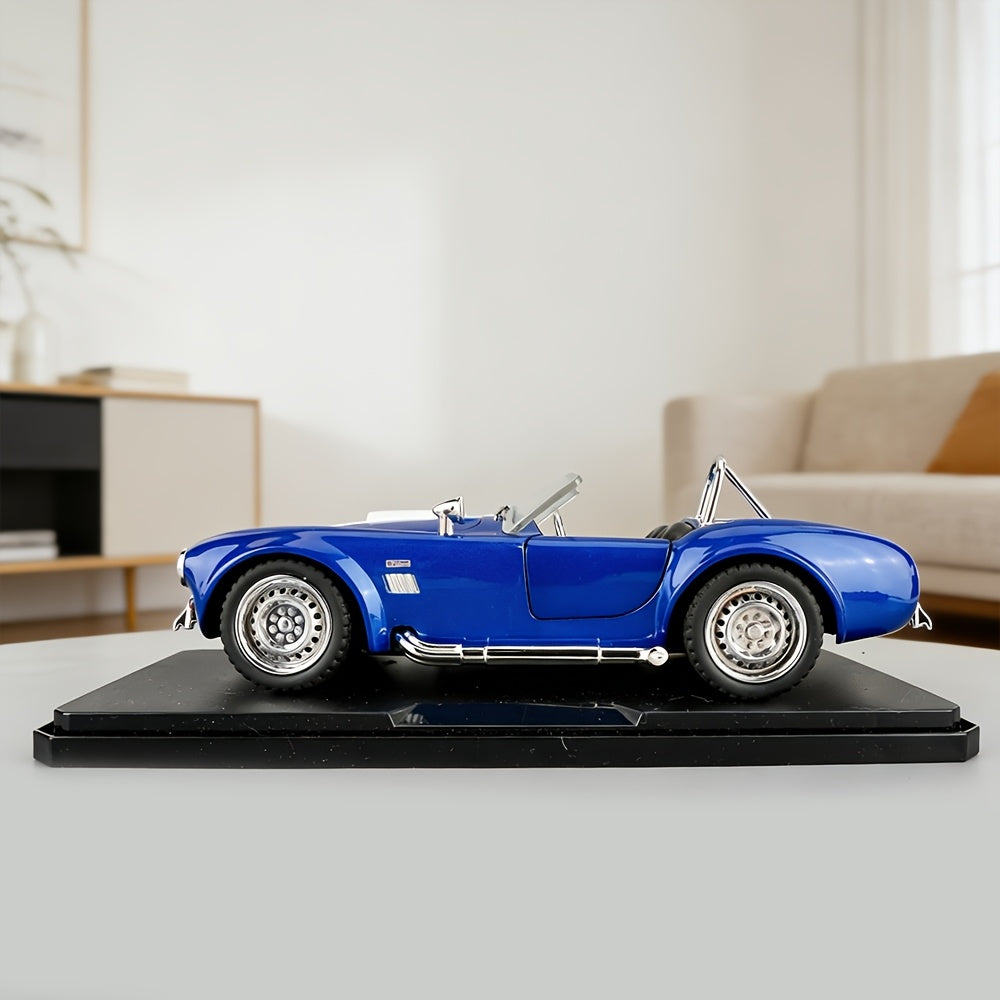 1:22 Scale Shelby Cobra Vintage Die-Cast Model Car Zinc Alloy Openable Doors Static Display Collectible Gift for Car Enthusiasts Home Office Desk Decor