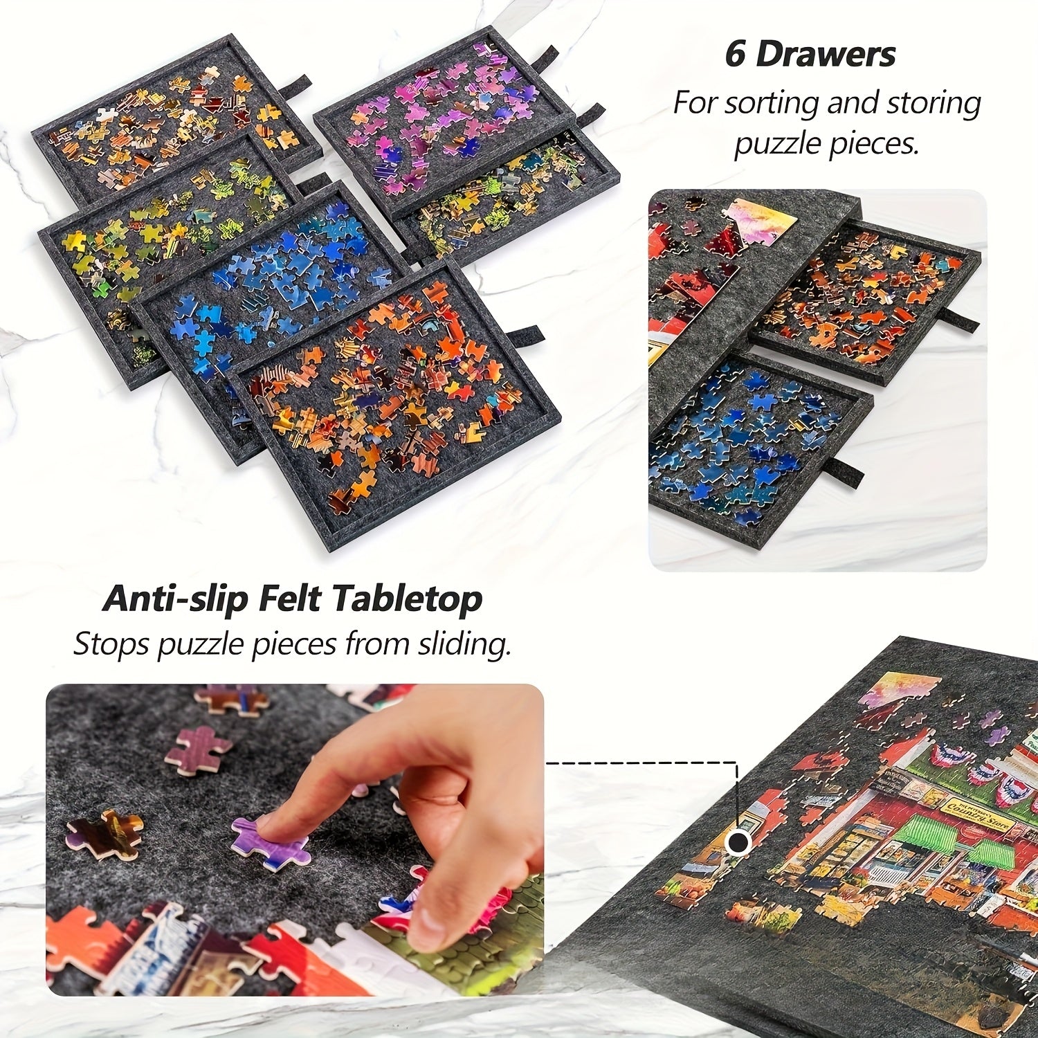 Portable Puzzle Board for 1000 & 1500 Piece Puzzles – Large Non-Slip Puzzle Table with Storage, Family Game Night Puzzle Tray for Adults and Kids