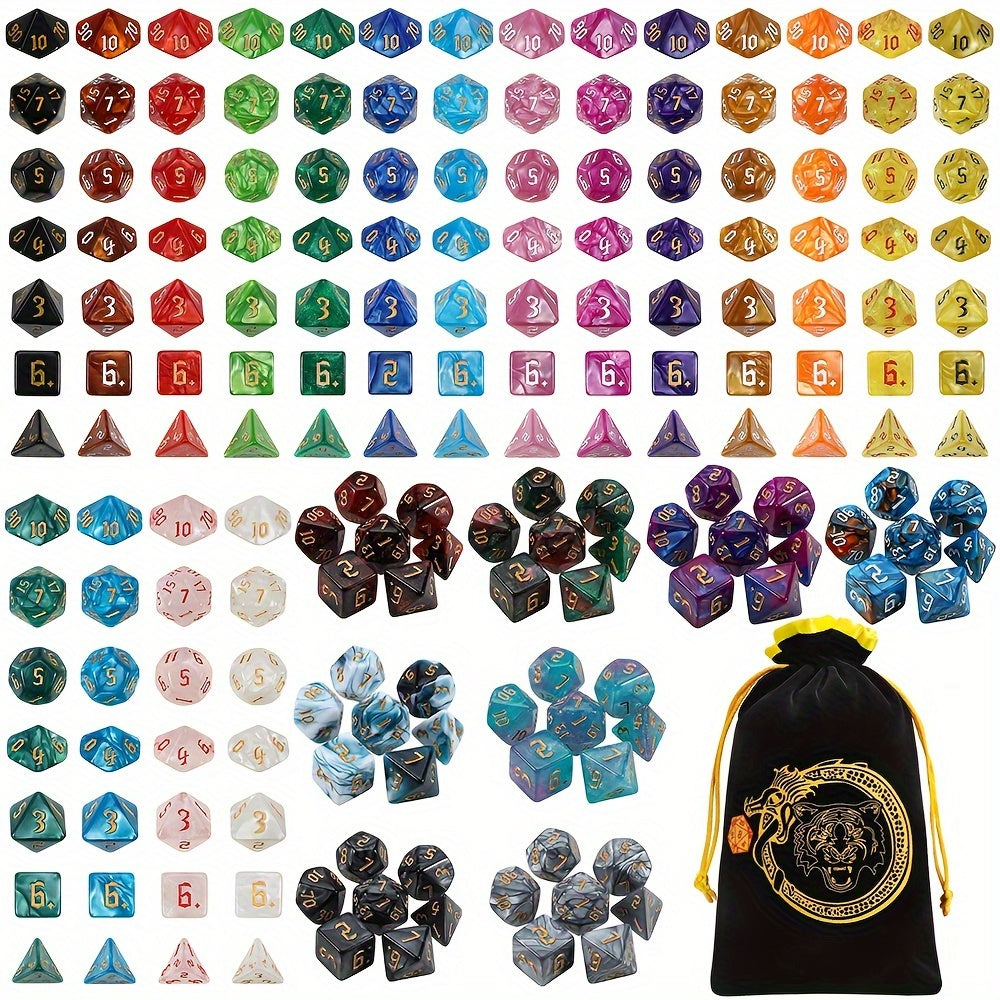 182pcs DND Dice Set Polyhedral 26 Complete Sets D20 D12 D10 D8 D6 D4 for D&D RPG MTG Tabletop Games with Flannel Bag Gamemaster Gift