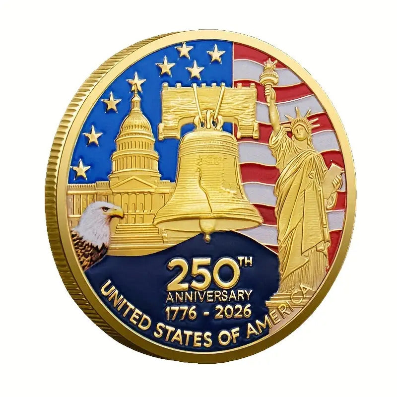 America 250th Anniversary Coin Set 2026 12pcs 1776-2026 USA Bicentennial Eagle Challenge Commemorative Medallion with Acrylic Cases Collector Gift