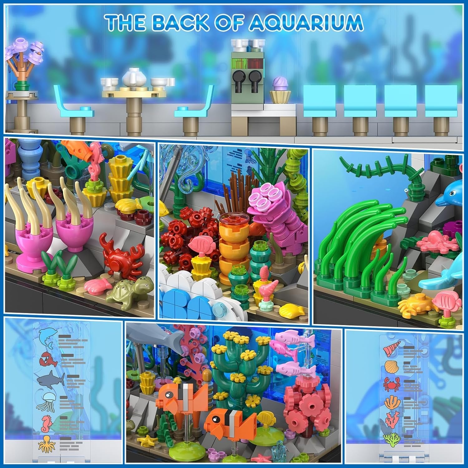 Aquarium Building Block Set 1316 Pieces for Adults, 2-in-1 Oceanarium Underwater Ocean World ABS Brick Model Kit, Creative Home Decoration Display, Unique Valentine's Day Birthday Anniversary Gift for Him Her