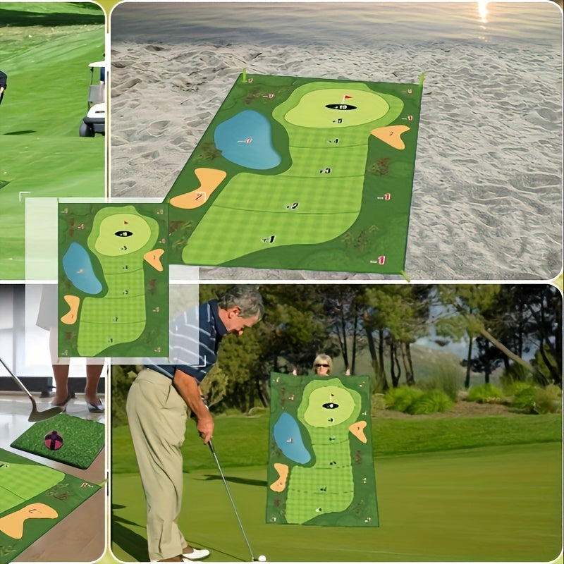 Backyard Chipping Golf Game Mat 6x5ft Indoor Outdoor Adults with 16 Adhesive Balls Stakes Scorecard Golf Gift for Men Women Golfers Fathers Day Christmas
