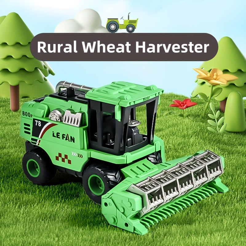 Toy Wheat Harvester Inertia Farm Vehicle for Kids Ages 3+ Battery-Free Push Go Agricultural Tractor Simulation Model Boys Girls Gift