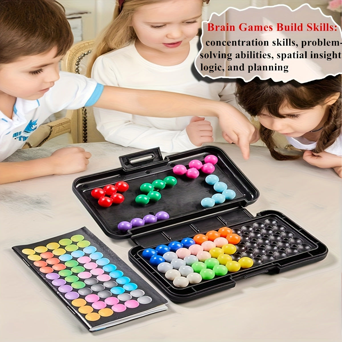 Brain Puzzle Ball Matrix Game – Colorful IQ Logic Puzzle in Compact Travel Case, Mind Challenge Toy for Kids & Adults, Stress Relief & Brain Training Gift