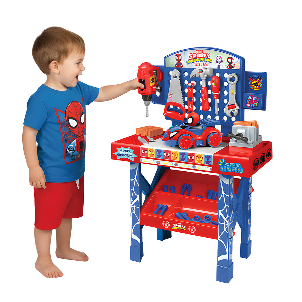 Spidey and His Amazing Friends Tool Bench Playset 55 Pieces with Take Apart Car Superhero Toy for Kids Toddlers Boys Birthday Christmas Gift