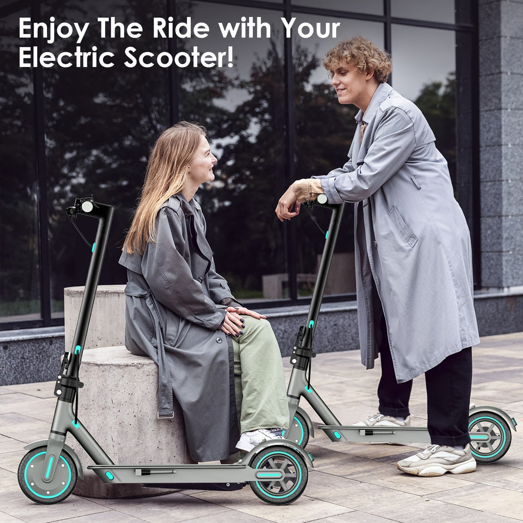 Foldable Electric Scooter for Adults 350W 19 MPH - Dual Brakes EABS Solid Tires 265LB 20KM Range LED Display 3 Speed Modes - Commuter E-Scooter Blue Red