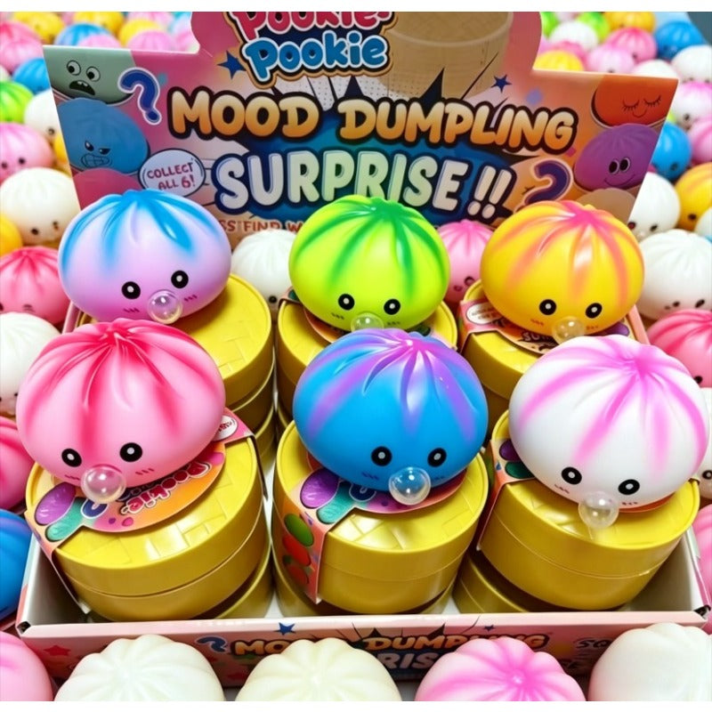 Steamed Bun Squishy Toy Gift Set 4pcs - Soft Bouncy Dumpling Squeeze Toys with Gift Bag Birthday Gift for Her Him Adults Kids Surprise Toy