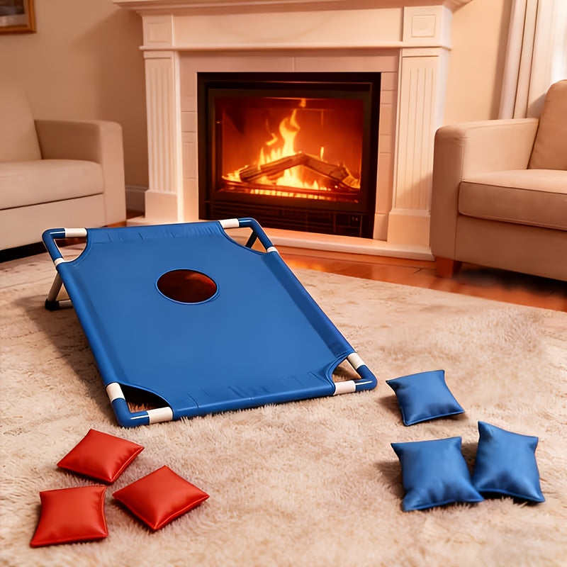 Bean Bag Toss Game Set Portable Cornhole Board – Foldable Outdoor Backyard Game with 12 Bean Bags & Storage Bag – Family Party Camping Lawn Game for Kids & Adults, Red or Blue