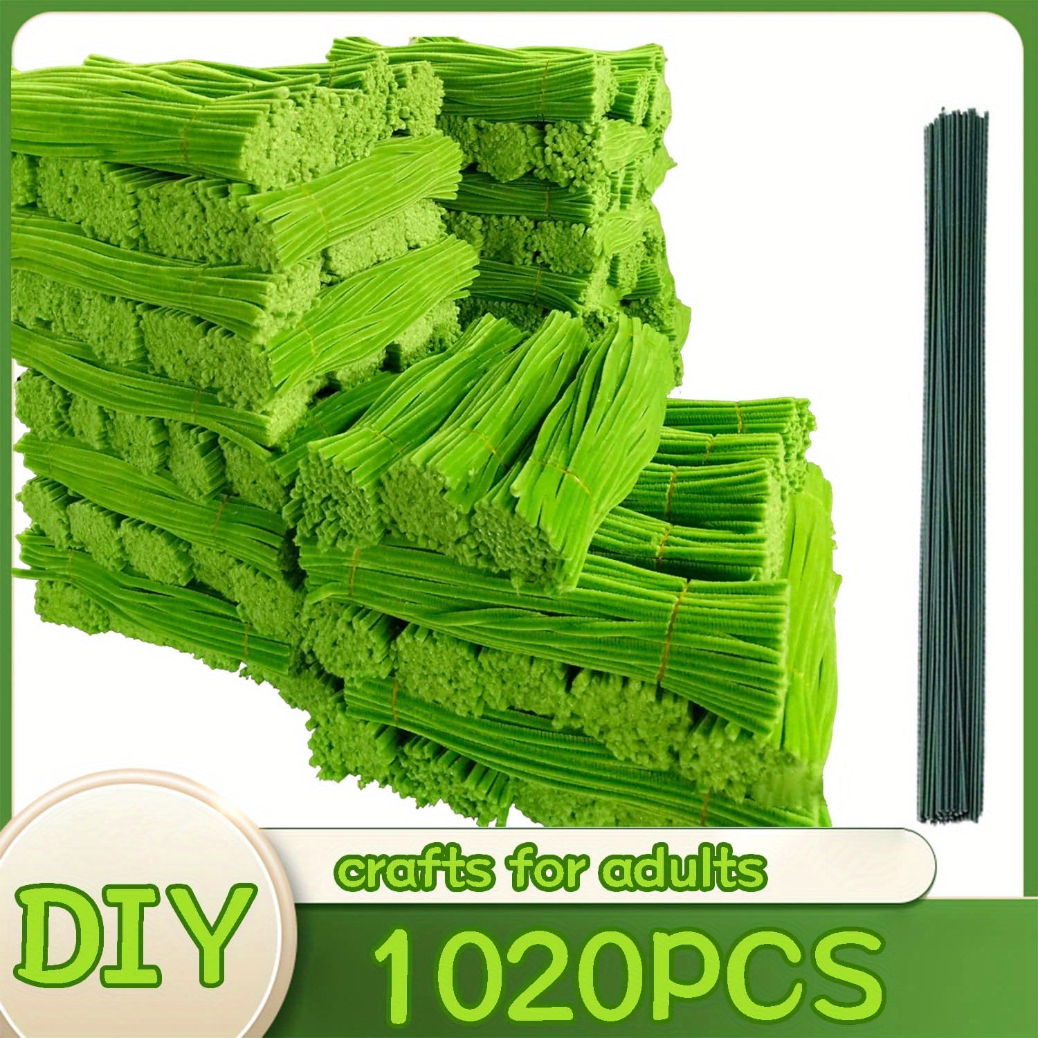 1020pcs Pipe Cleaners Craft Kit in 20 Colors – Upgraded Thick Fuzzy Chenille Stems with Flower Rods for DIY Arts & Crafts, Kids Projects, School Supplies & Creative Activities