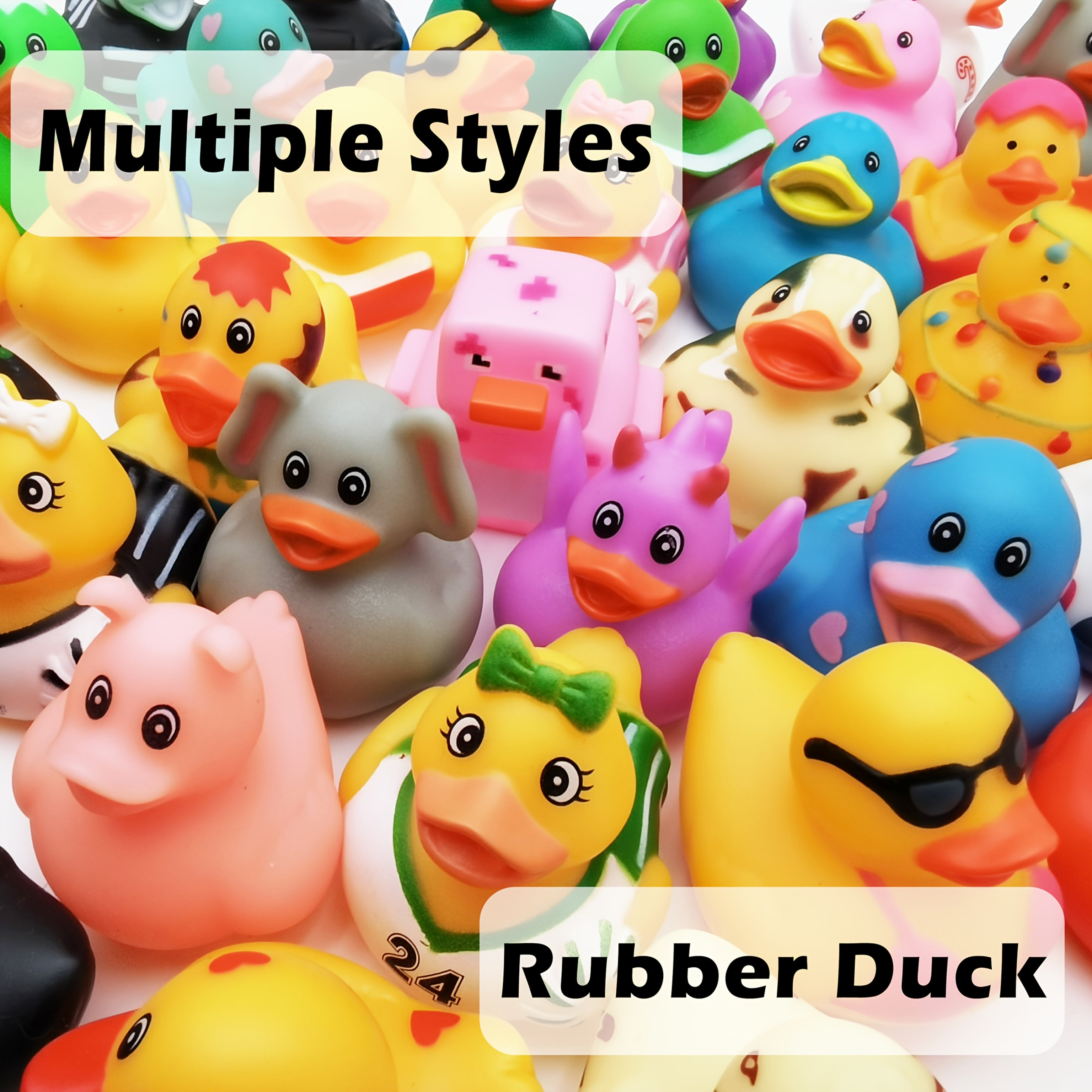 Rubber Duck Assortment 25pcs - Bulk Rubber Duckies for Kids Bath Toy, Birthday Baby Shower Classroom Party Favor, Summer Pool Beach Toy, Halloween Christmas Gift, Random Styles