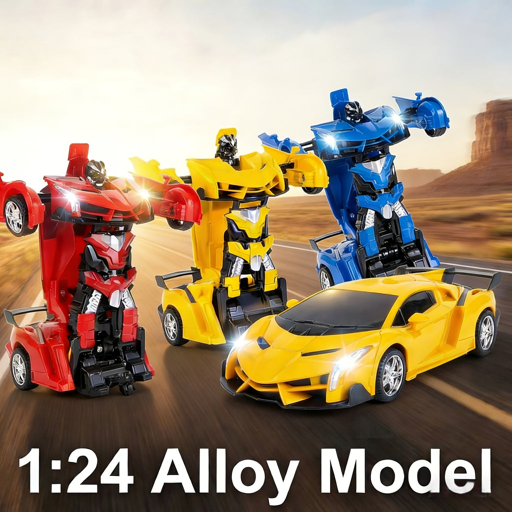 RC Robot Stunt Car One-Button Transform 2.4GHz 360 Drift LED Light 45M Range Parent Child Interactive Toy Kids Boys Ages 3+ Christmas Birthday Festival Gift