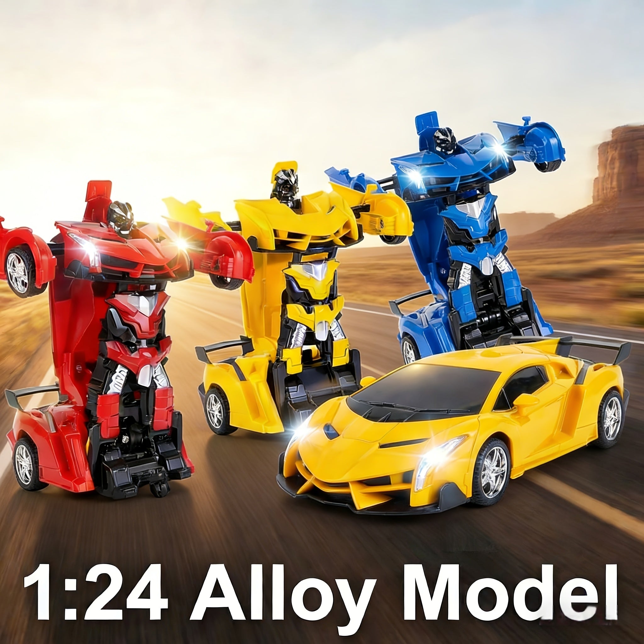RC Robot Stunt Car One-Button Transform 2.4GHz 360 Drift LED Light 45M Range Parent Child Interactive Toy Kids Boys Ages 3+ Christmas Birthday Festival Gift