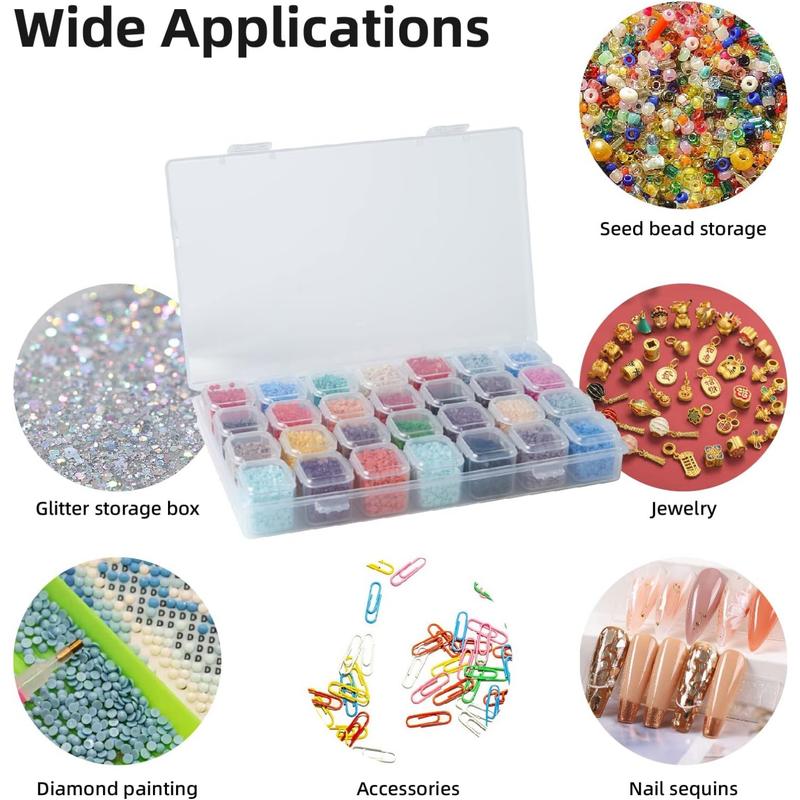 Diamond Painting Tools and Accessories Kit, 46-Piece Craft Set for Adults with 28-Grid Storage Box, Pens, Trays, Tweezers and Ziplock Bags