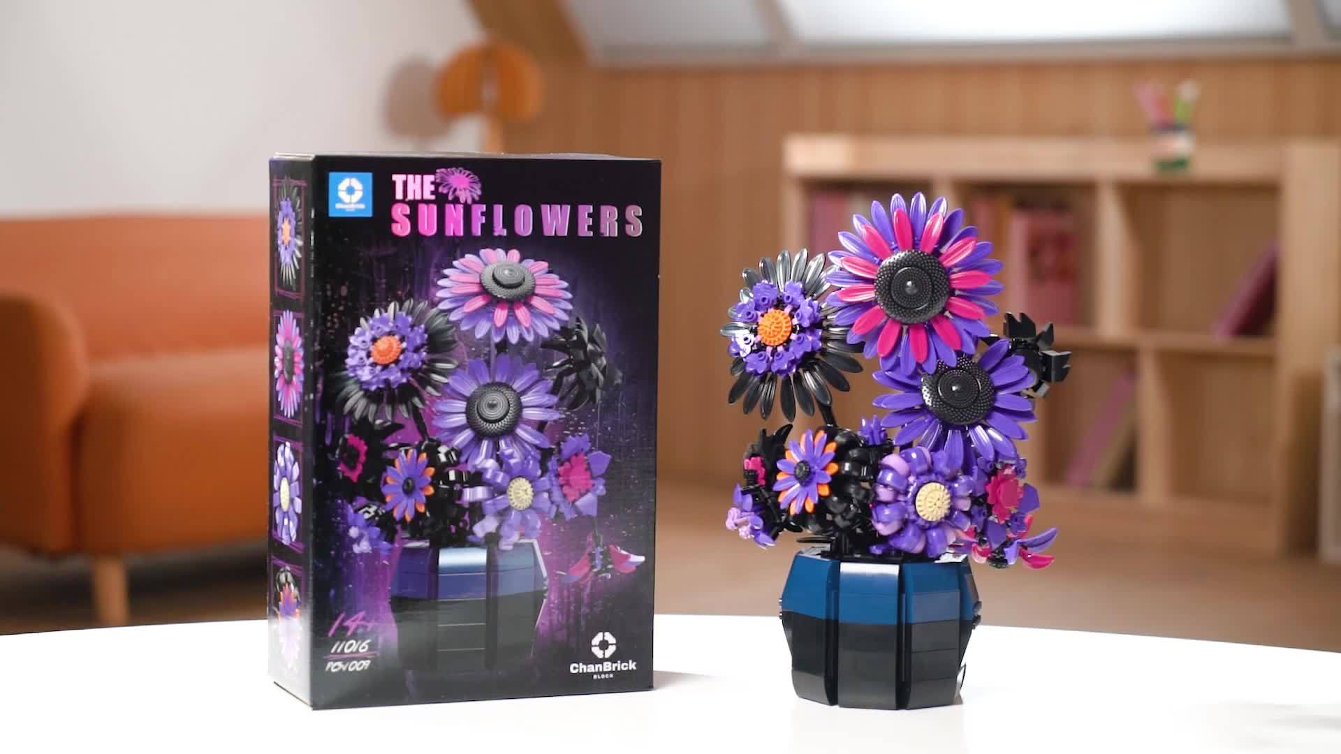 Flower Micro Building Blocks Sunflower Van Gogh Purple Botanical Art Model for Adults - DIY Desktop Decor - Birthday Mothers Day Christmas Gift for Women