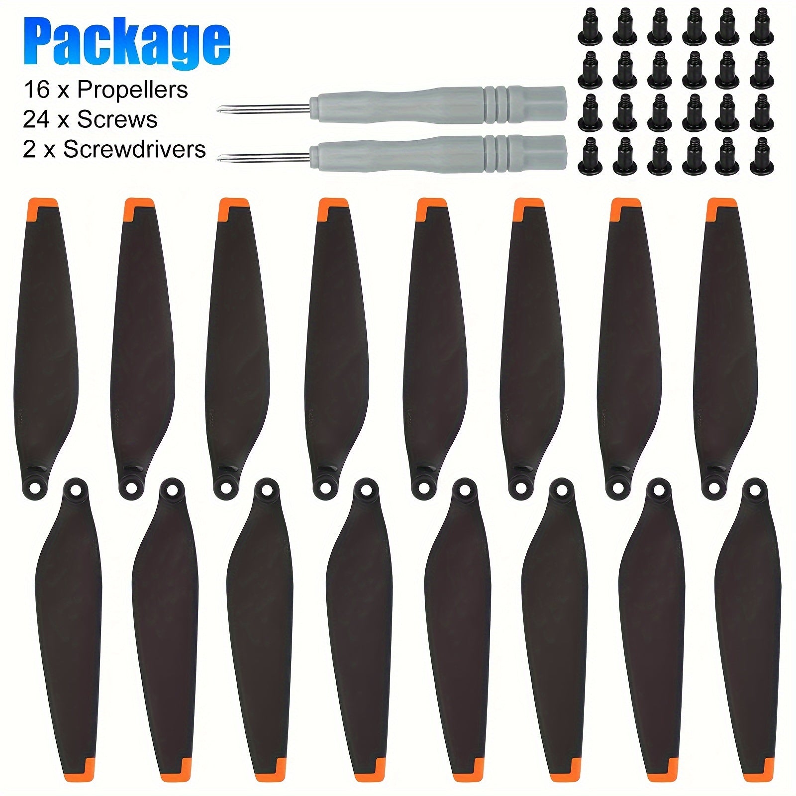 DJI Mini 3 Replacement Propellers 16pcs Low-Noise Quick-Release Drone Blades with Screws & Screwdrivers – Lightweight Durable Drone Accessories for Extended Flight Time
