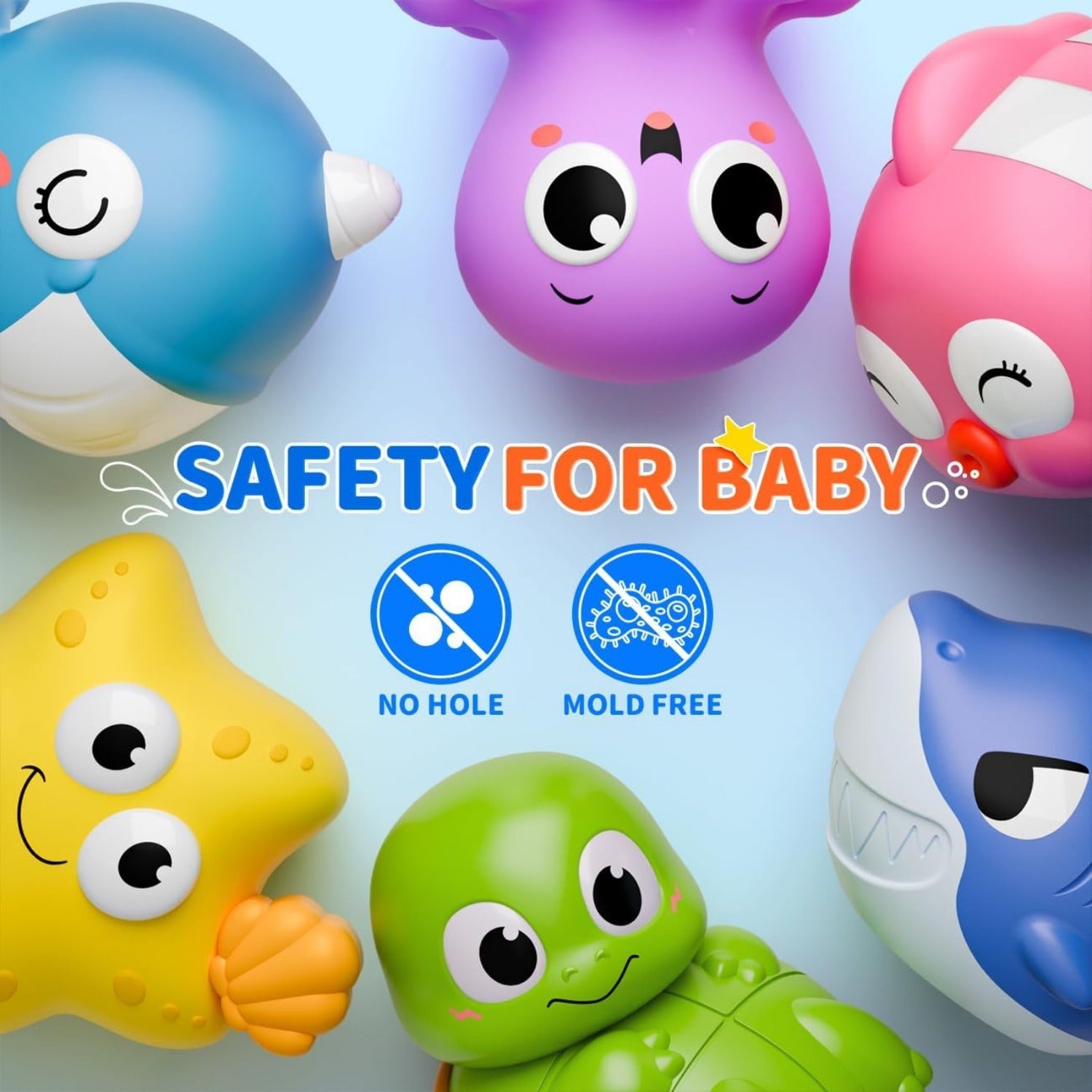Light Up Bath Toys Sea Animals for Baby Toddlers - Glow in Water Bathtub Pool Toy Set 2 6 8 10 Pcs, Colorful Ocean Animal Water Toys, Birthday Gift for Boys Girls