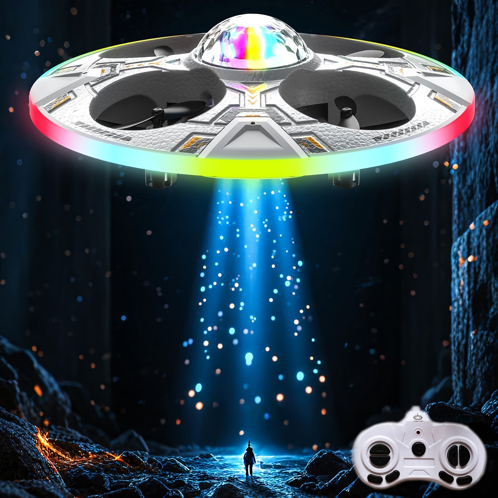 Mini UFO Drone for Kids RC Helicopter Remote Control Airplane with LED Lights Auto Hover 2 Batteries 14 Min Flight Indoor Outdoor Toy Gift