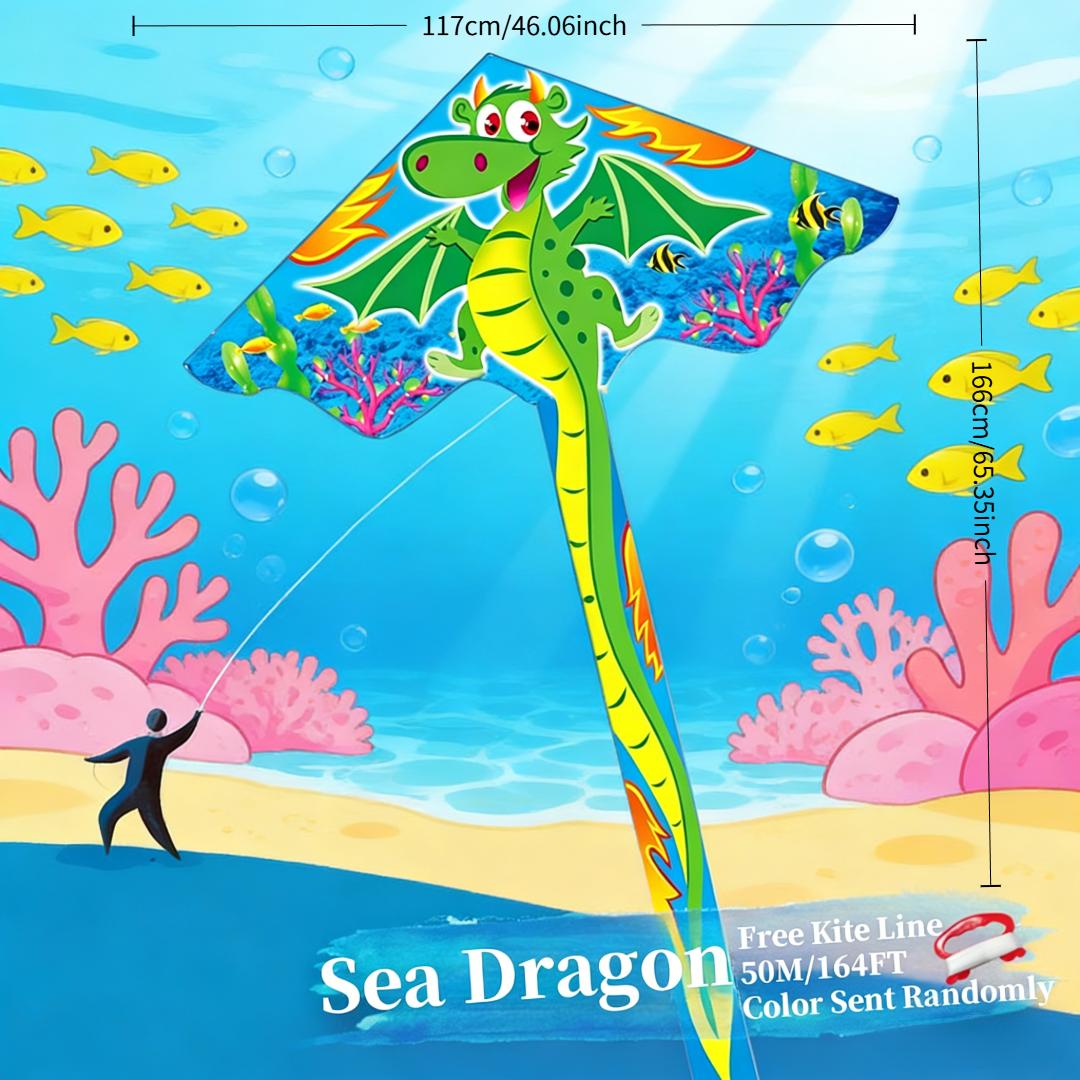 Dragon Kite for Kids & Adults Large Cartoon Design with String Board – Easy to Fly Outdoor Flying Toy for Beach, Park & Ocean – Birthday Christmas Easter Gift for Boys & Girls Ages 6+