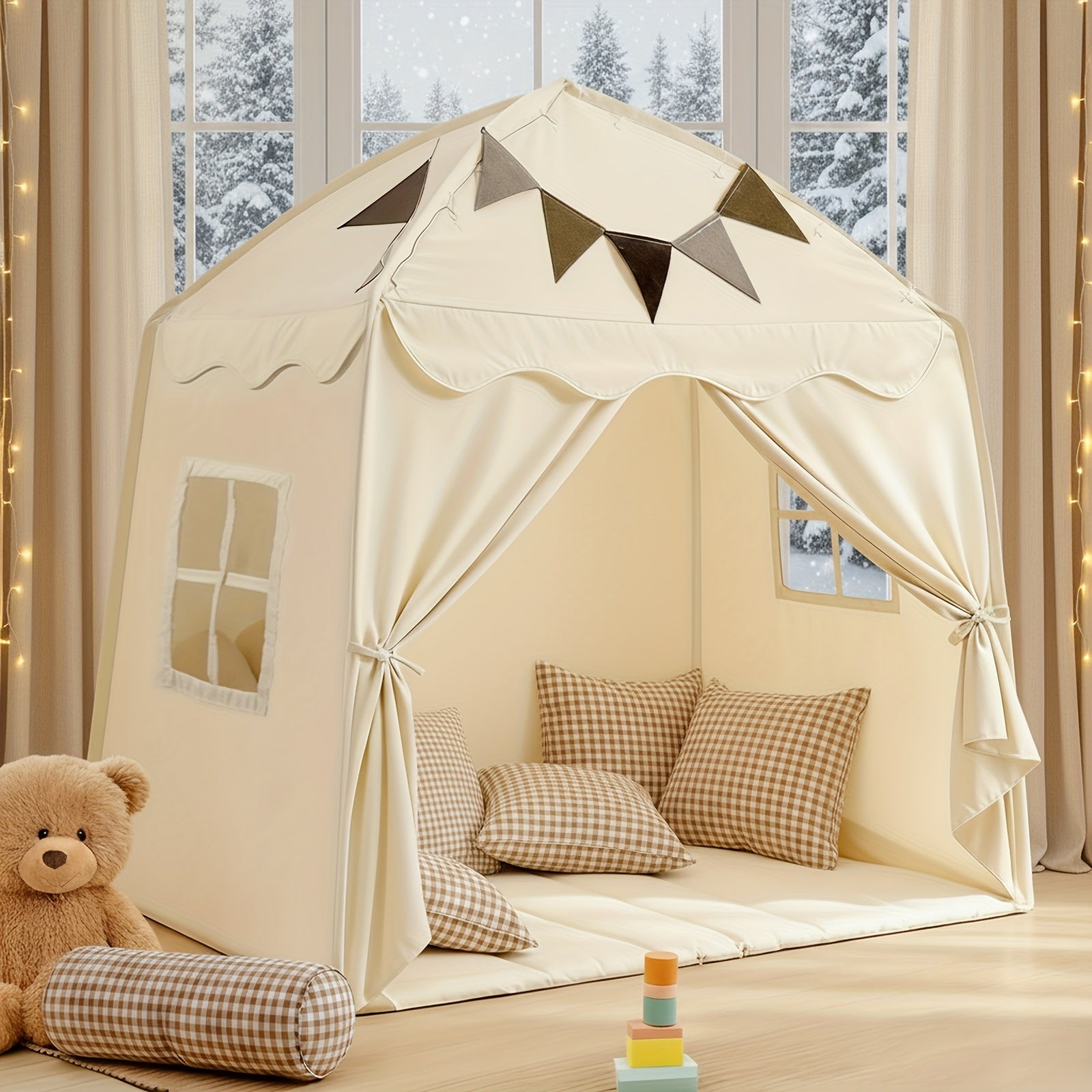 Kids Play Tent Extra Large Teepee 59x39x59 Inch Portable Foldable Indoor Outdoor Playhouse Dome Tent for Boys Girls Ages 3 Plus - Birthday Christmas Gift