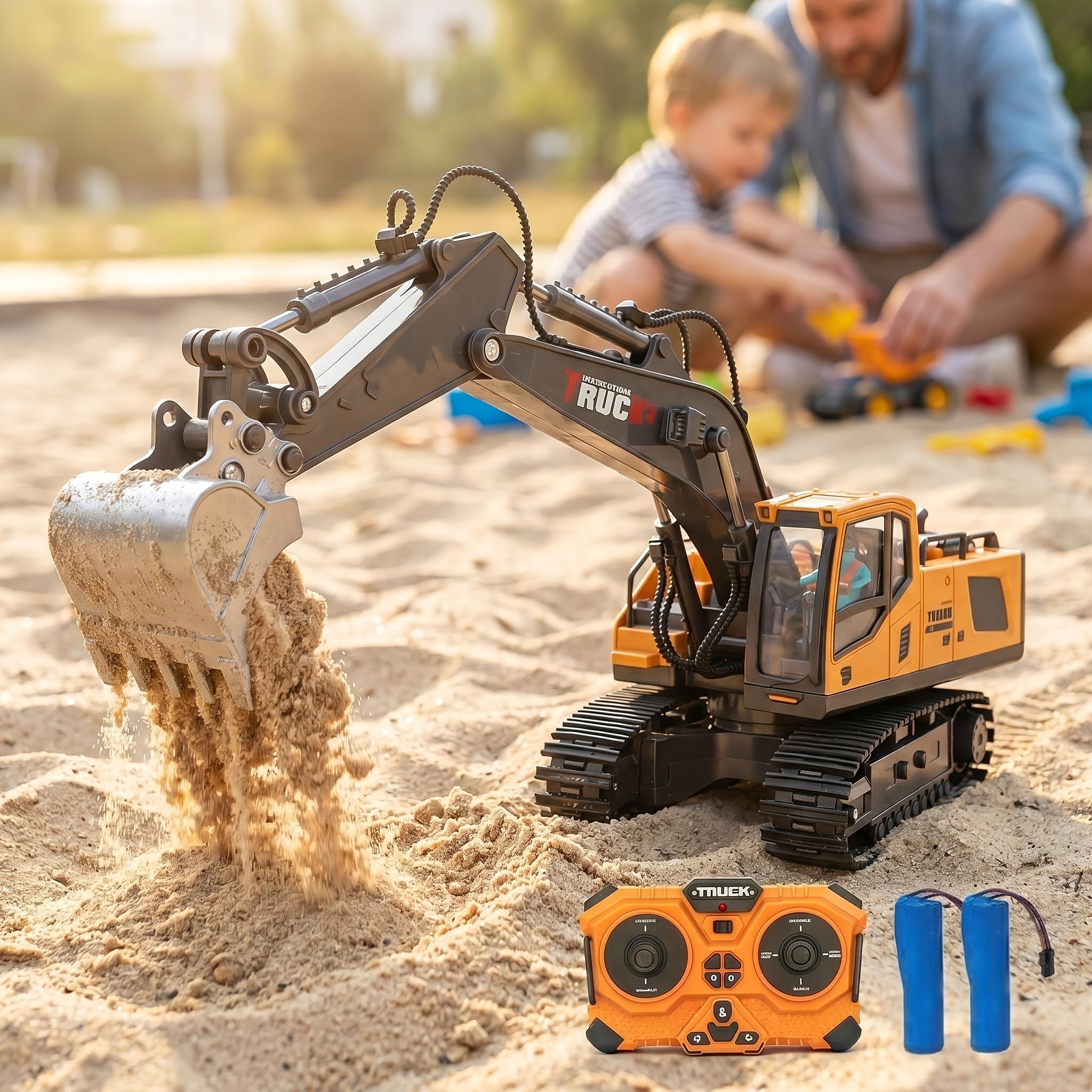 Alloy Construction Truck Toy 1:24 Scale – Bulldozer, Dump Truck & Excavator with 11-Channel Control, Sound Effects, Indoor Outdoor Engineering Vehicle Gift for Boys & Girls