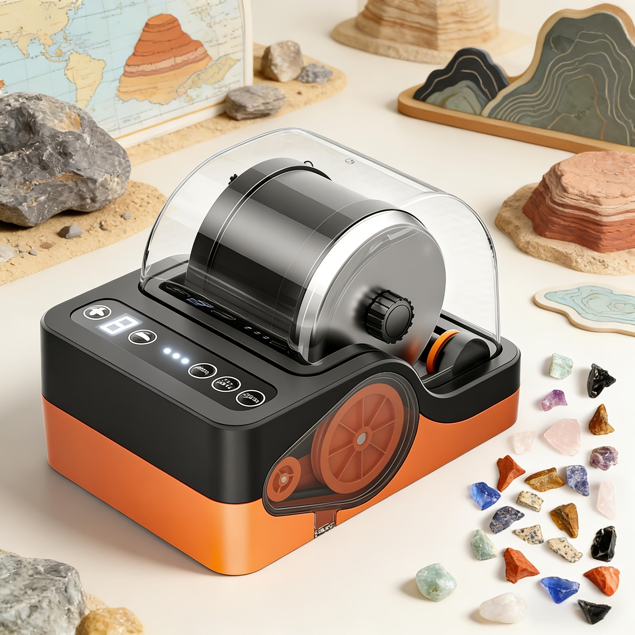 Rock Tumbler Kit with 3-Speed Motor & 9-Day Timer – Professional Rock Polisher for Kids & Adults Rock Collectors STEM Science Toy