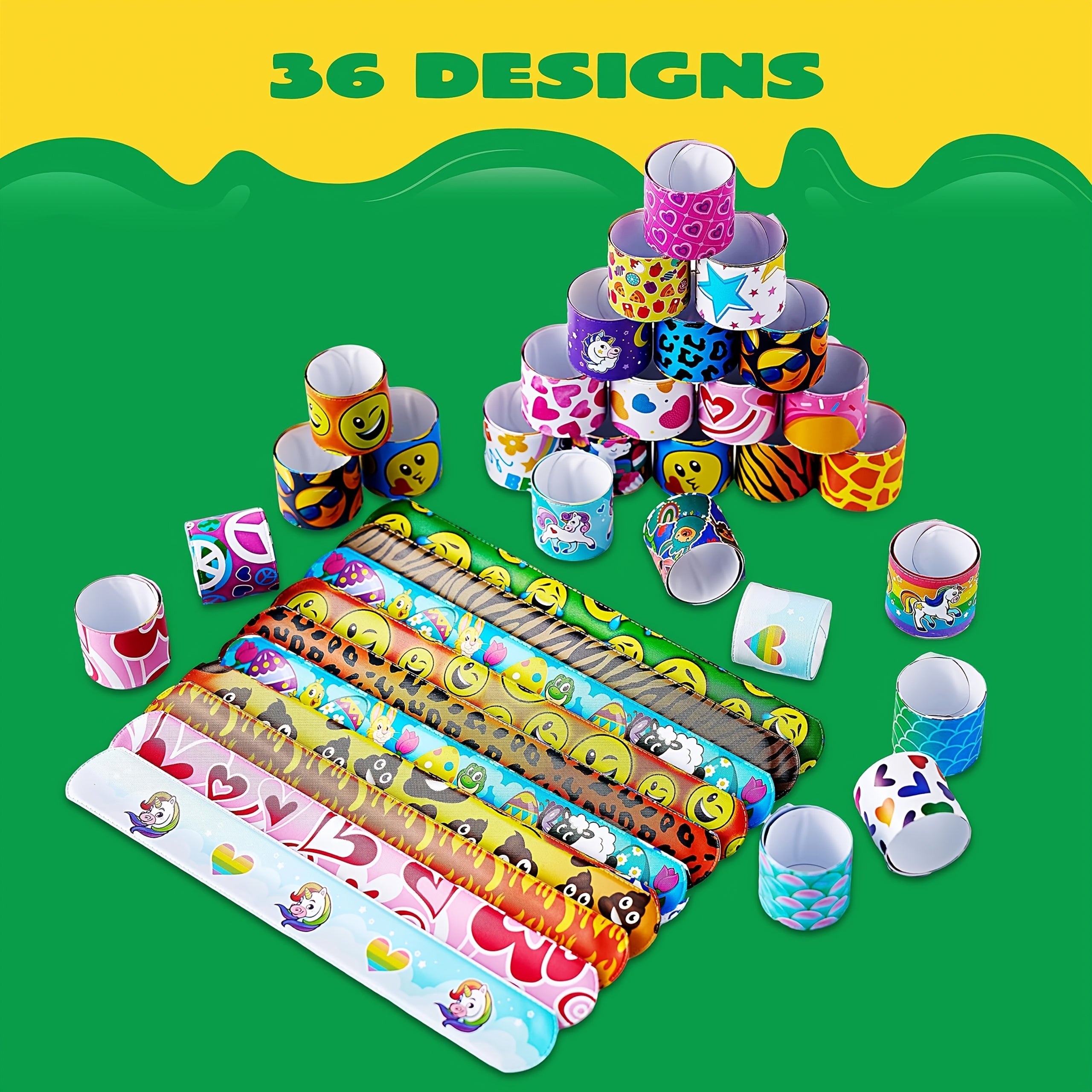 144-Piece Slap Bracelets for Kids Bulk – Unicorn, Heart & Animal Wristbands for Party Favors, Classroom Prizes & Goodie Bag Stuffers