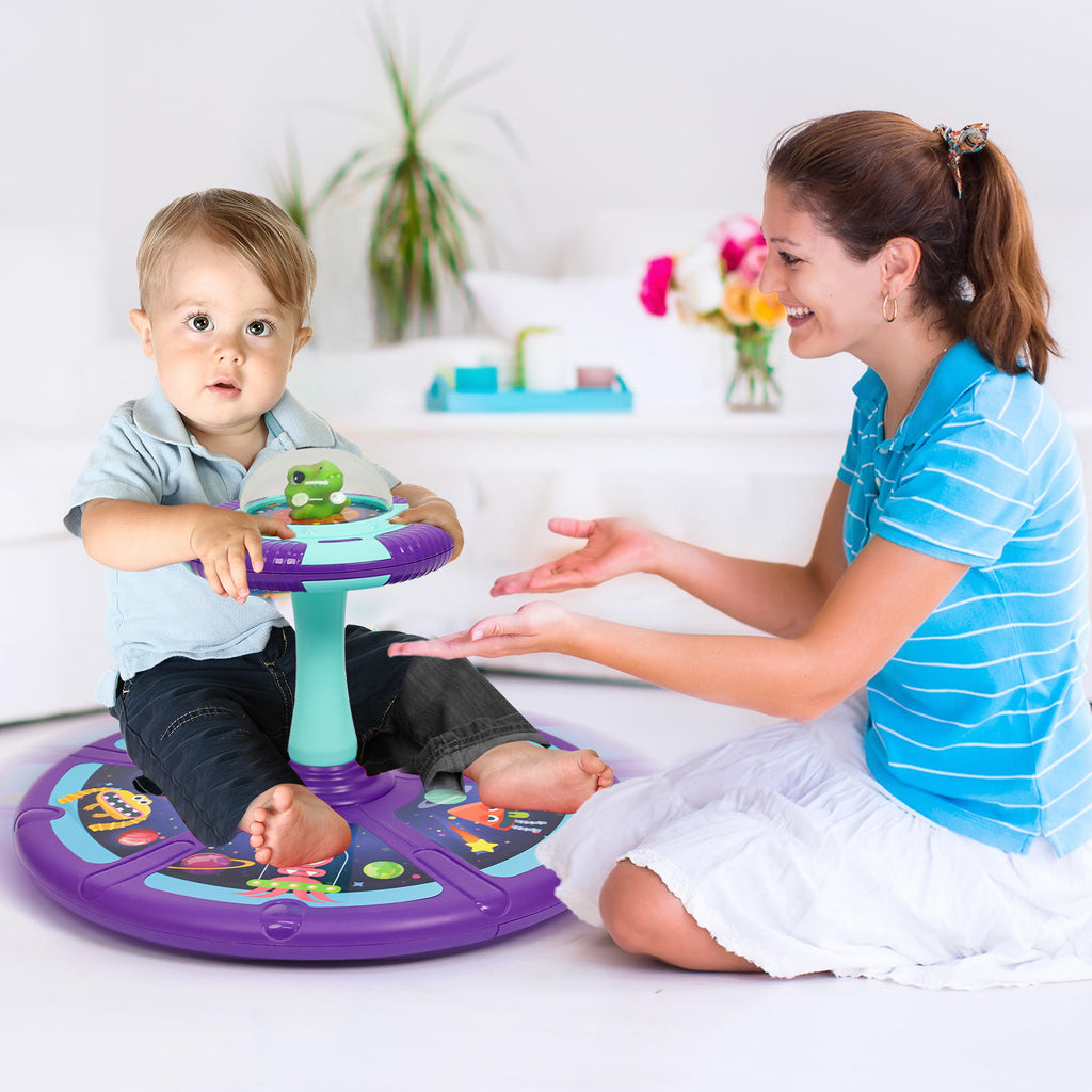 Dinosaur Sit and Spin Toy for Toddlers 18M+ – 360° Spin Seat with Music, Indoor Interactive Sensory Toy, Supports Balance & Motor Skills, Birthday Gift for Boys Girls, Planet & Pink