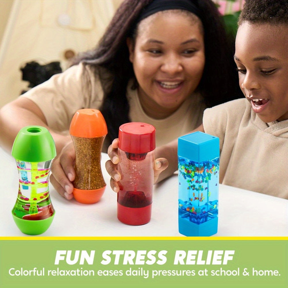 Fidget Tube Toys 4 Pack for Kids – Sensory Calming Tubes for Autism ADHD Stress Relief, Calm Down Corner Supplies, Speech Therapy, Birthday Christmas Gift