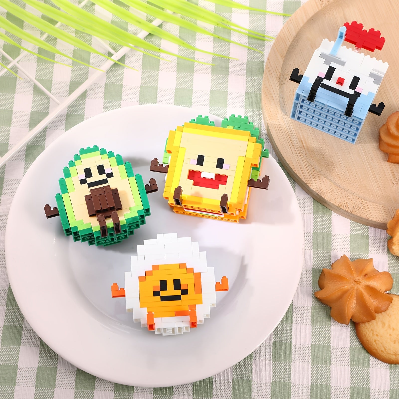 Cartoon Food Building Block Puzzle 12 Sets Gift Box - Cute Mini Food Figures for Kids Ages 3+, Party Favors Classroom Prizes Collectibles, Christmas Birthday Easter Gift for Boys Girls