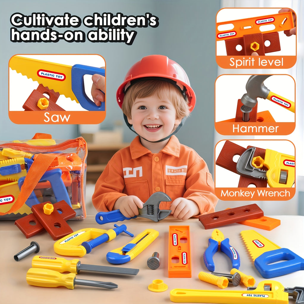 20-Piece Kids Toy Tool Box Set with Screwdriver & Simulation Tools – Pretend Play Builder Gift for Boys & Girls