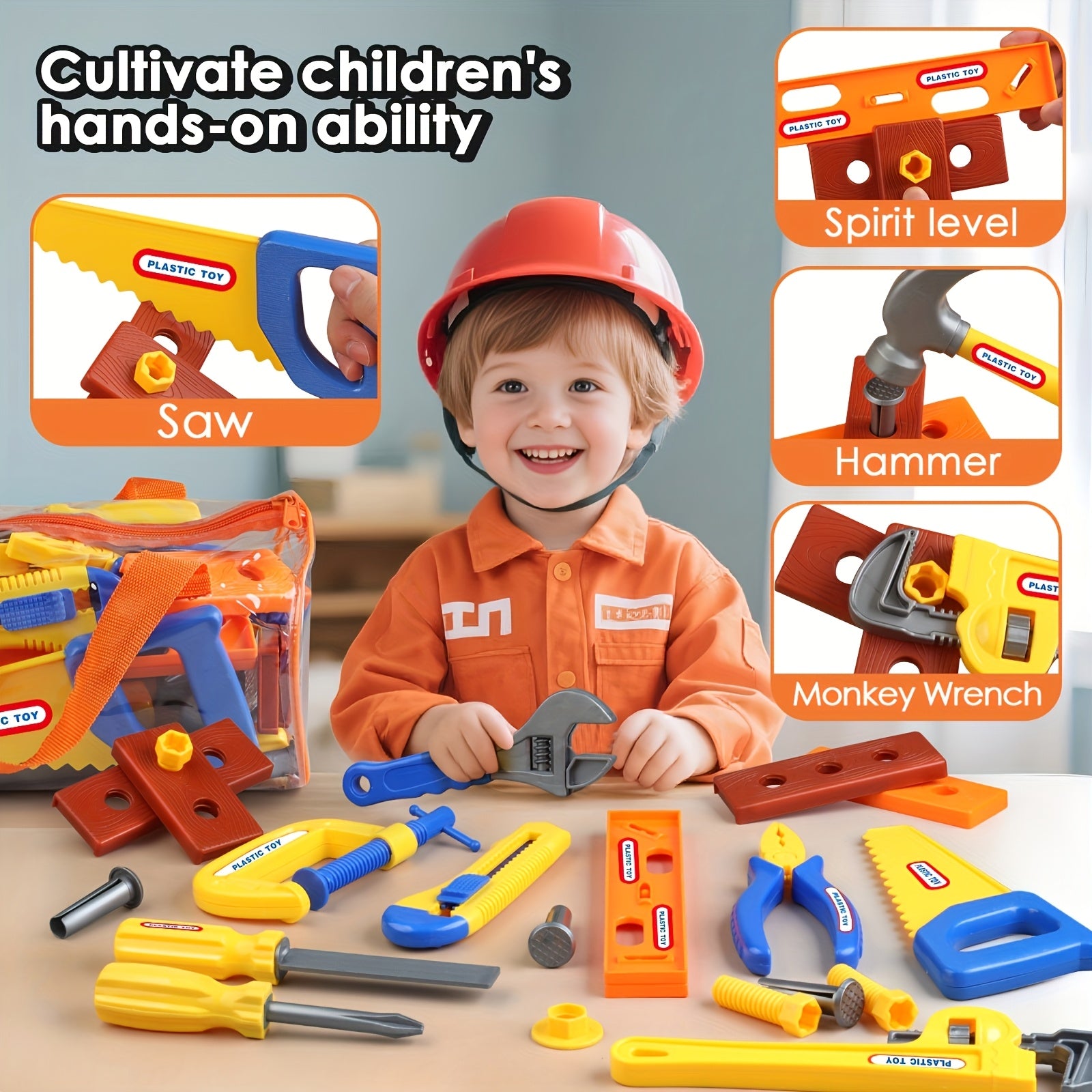 20-Piece Kids Toy Tool Box Set with Screwdriver & Simulation Tools – Pretend Play Builder Gift for Boys & Girls