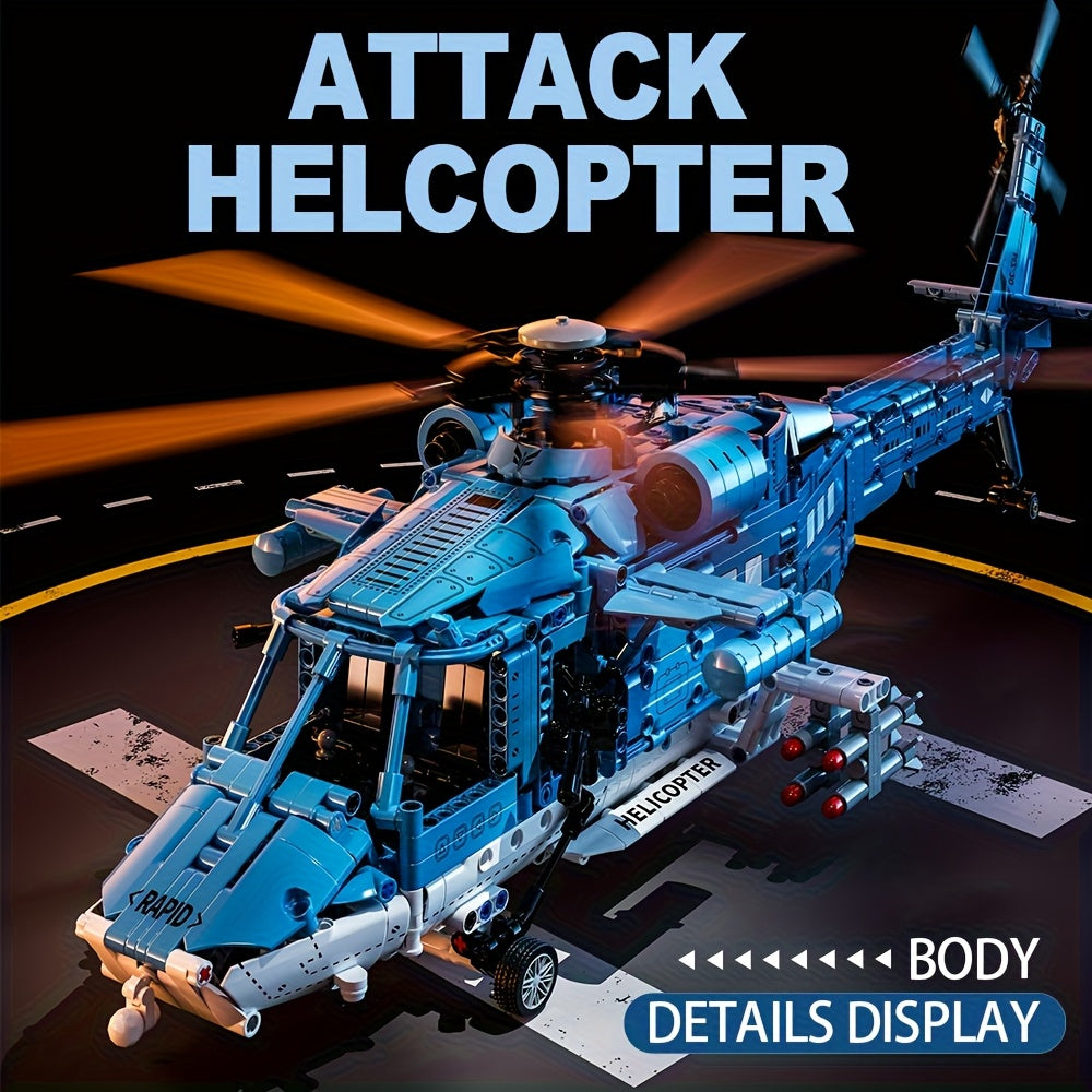 Helicopter Building Block Set 1711 Pieces for Adults Teens, Large Scale ABS Brick Model Kit Medium Difficulty, STEM Construction Display Toy Ages 14+, Birthday Christmas Gift for Men Boys Aviation Fans