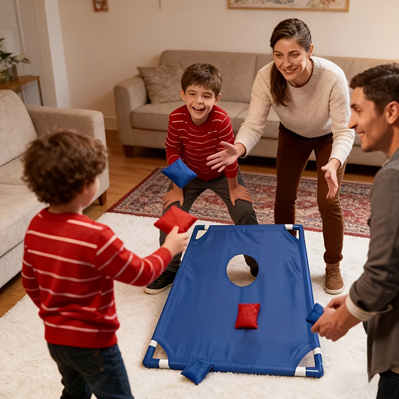 Bean Bag Toss Game Set Portable Cornhole Board – Foldable Outdoor Backyard Game with 12 Bean Bags & Storage Bag – Family Party Camping Lawn Game for Kids & Adults, Red or Blue