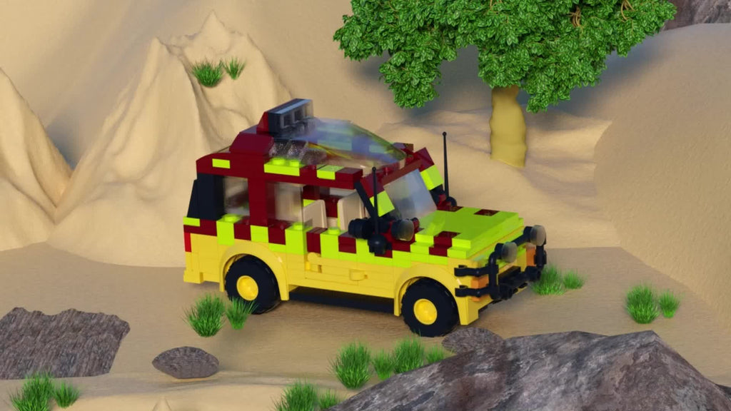 Jurassic Explorer Tour Vehicle Building Blocks Set 309 Pieces - Dinosaur Safari Car Model Kit, Creative Educational Construction Toy, Desk Display Piece, Great Christmas Birthday Gift for Kids Boys Ages 6+