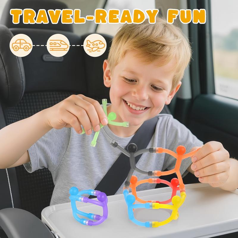 Magnetic Bendy Figures Building Set, Translucent Silicone Shapes in 10 or 20 Packs with Metal Storage Tin for Creative Travel Play and Desk Fidgeting