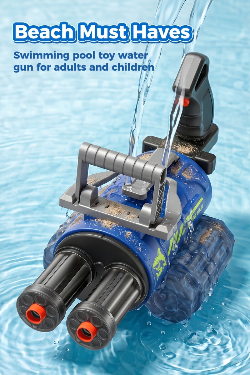Gatling Electric Water Gun with LED Lights - Super Soaker 10-Meter Range, Automatic Water Blaster for Pool Party Beach Battle, Summer Outdoor Toy for Kids Adults Boys Girls