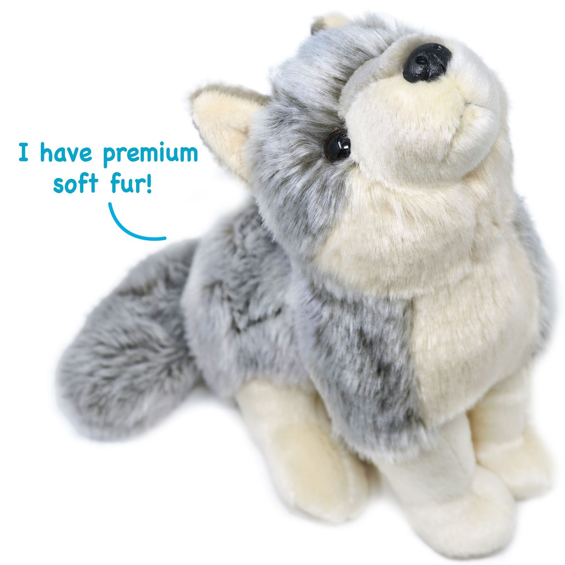 Wolf Stuffed Animal Plush 11 Inch - Wolcott The Wolf Super Soft Premium Plush Toy by Viahart, CPSIA Safe with Story Card, Perfect Birthday Christmas Gift for Kids Boys Girls Ages 3+