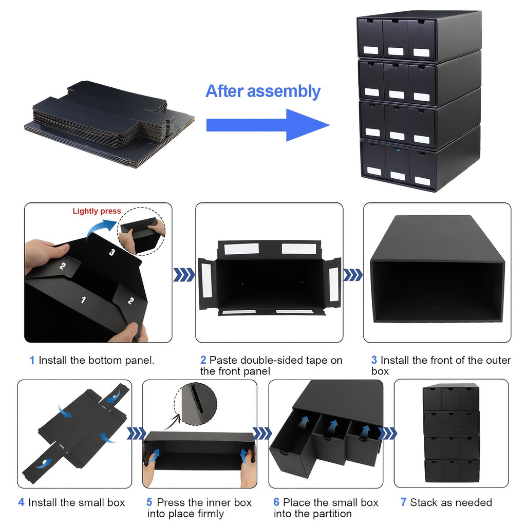 Trading Card Storage Box 12 Drawer Organizer with 50 Dividers for Pokemon Sports Baseball TCG MTG Yu-Gi-Oh Collector Gift Black White Christmas Birthday