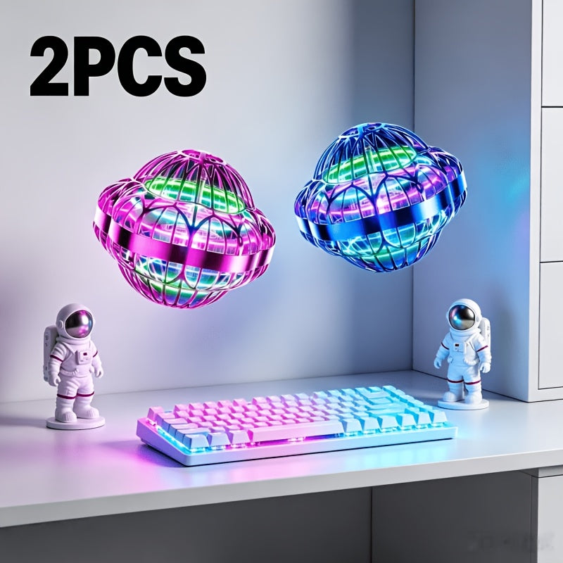 360 Rotating Flying Ball Toy 2-Pack Floating Hover Magic Handheld USB Rechargeable Indoor Outdoor Kids Boys Girls Teens Birthday Christmas Gift
