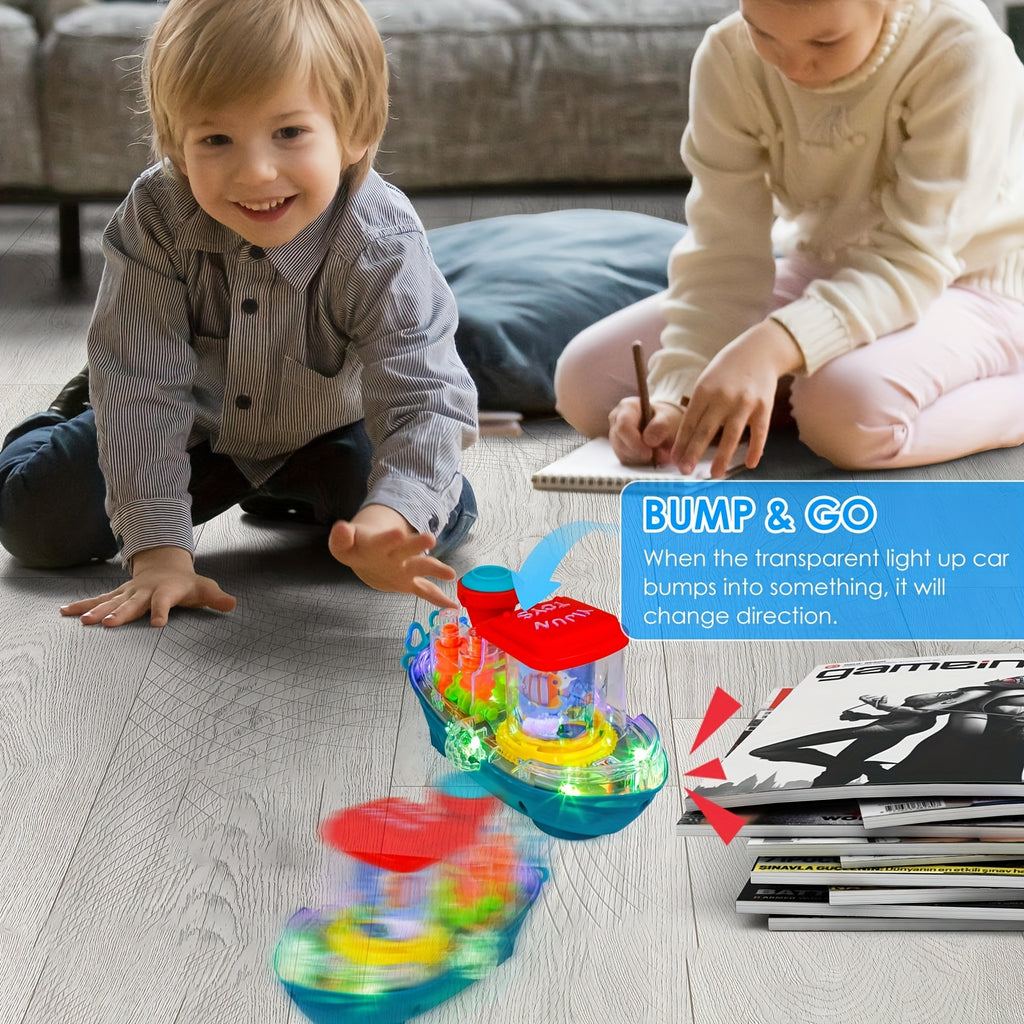 Interactive Sensory Boat Toy for Toddlers Ages 2+ – Underwater Theme with Fish & Coral Reefs, Rotating Scroll Screen & Music, Educational Sensory Play Toy for Boys Girls, Birthday Gift