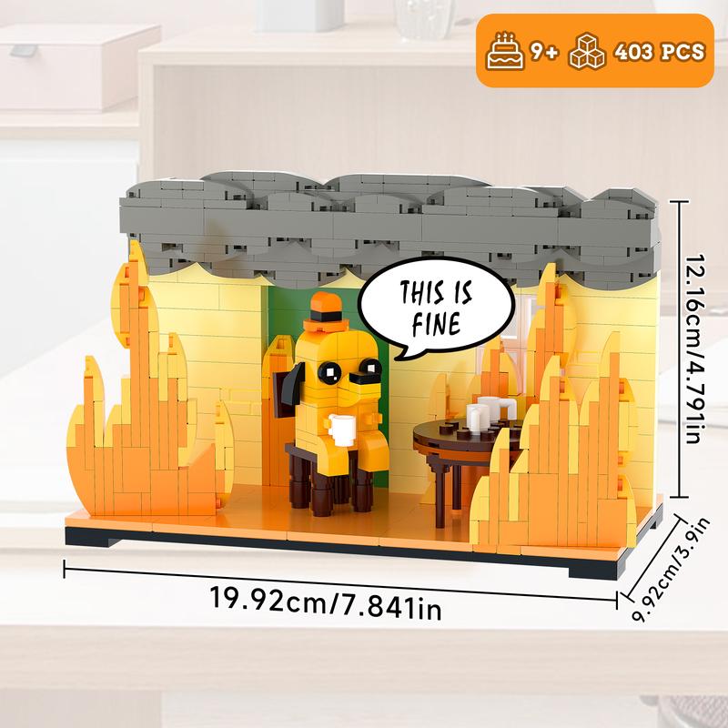 Fine Dog Meme Building Blocks Set 403 PCS - Funny Internet Dog Brick Model, Compatible with Lego, Educational STEM Construction Toy, Easy Assembly Safe ABS Bricks with Paper Instructions, Birthday Christmas Gift & Desk Decor for Kids Teens Adults