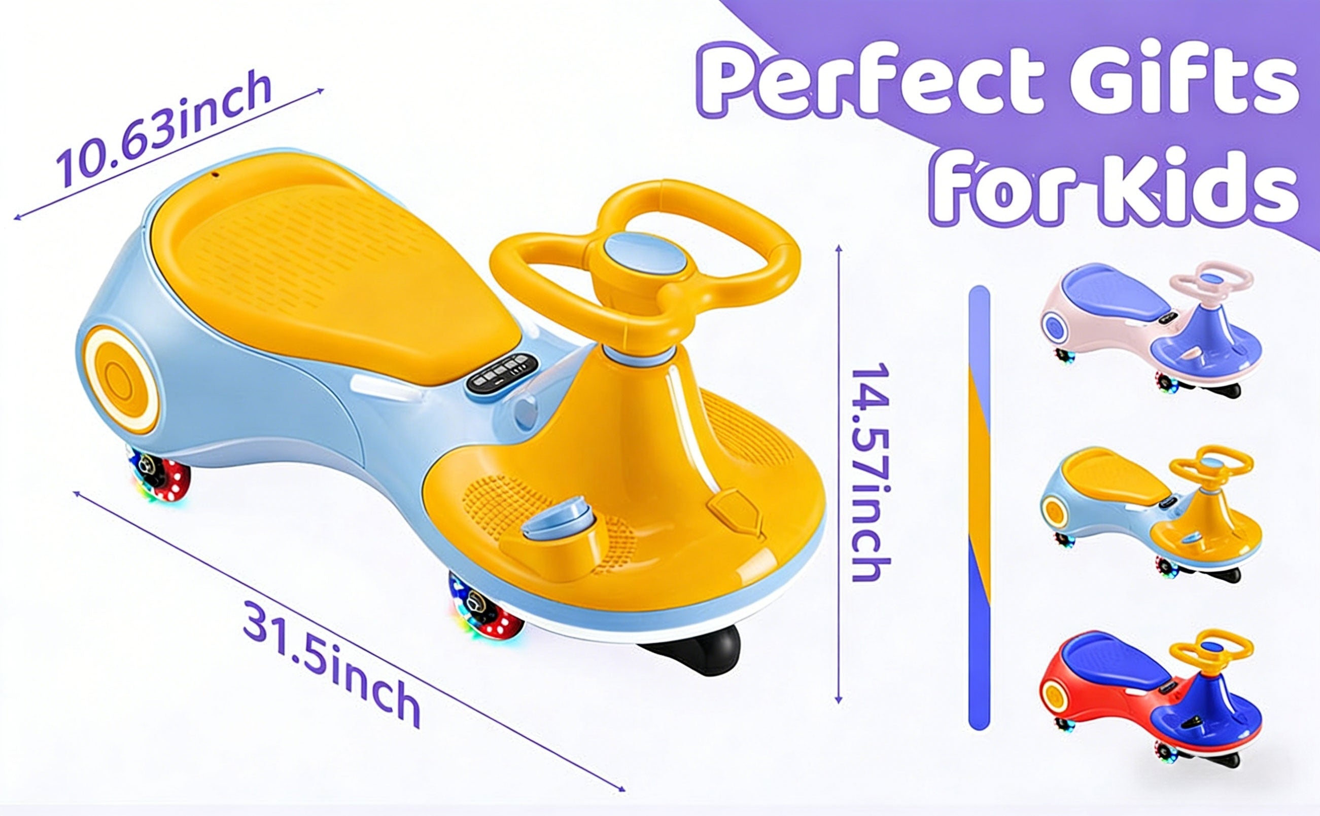 Electric Wiggle Car with Pedal 2-in-1 Rechargeable Swing Car for Kids Ages 3+ - 2 Speed Anti-Rollover Flashing Wheels 140LB Capacity, Indoor Outdoor Ride-On Toy, Birthday Christmas Gift Boys Girls