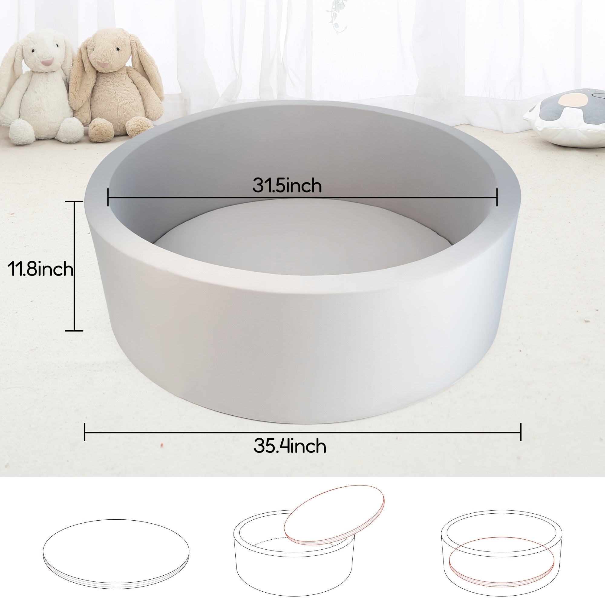 Ball Pit for Kids Indoor, Portable Foldable Foam Ball Pool Play Yard for Babies Toddlers, Ocean Ball Pit for Playroom Bedroom Nursery, Birthday Christmas Baby Shower Gift Boys Girls Ages 0-4 (Balls Not Included)