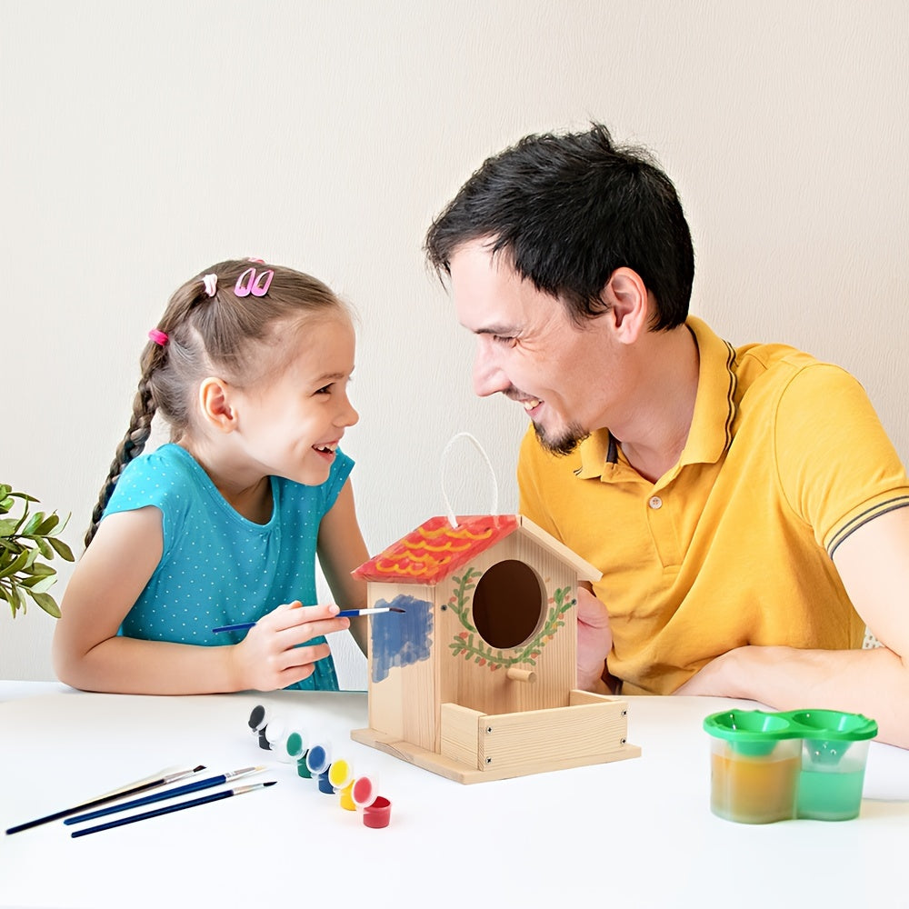 Wooden Birdhouse Kit for Kids Build & Paint Your Own 2-Pack DIY Arts Crafts Set with Brushes Paint Family Activity Birthday Christmas Gift for Boys Girls